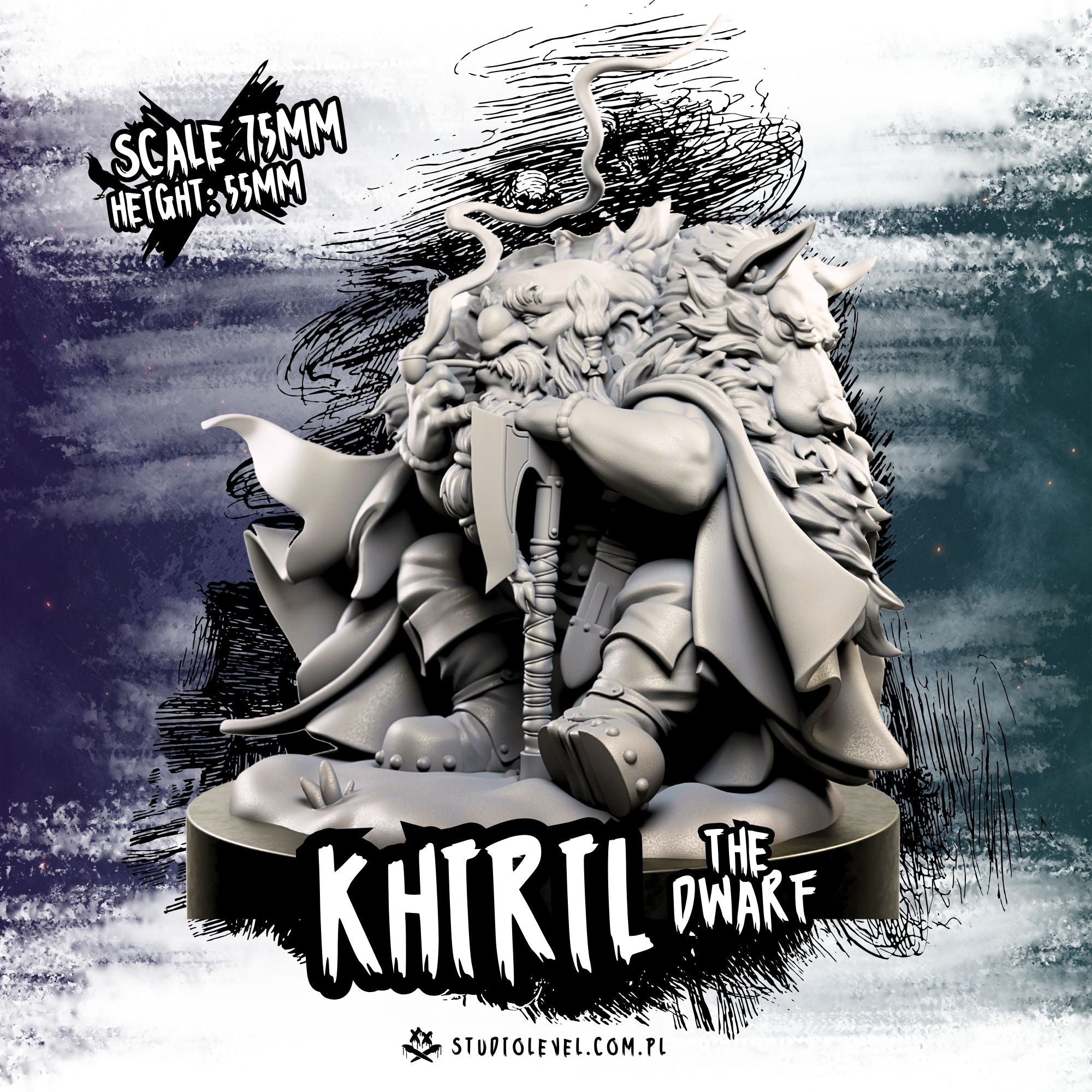 Khiril: The Dwarf – Bust 1:12 / 75mm