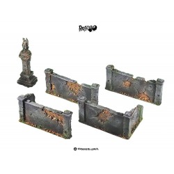 4x RUINED WALLS + SMALL MONUMENT SET